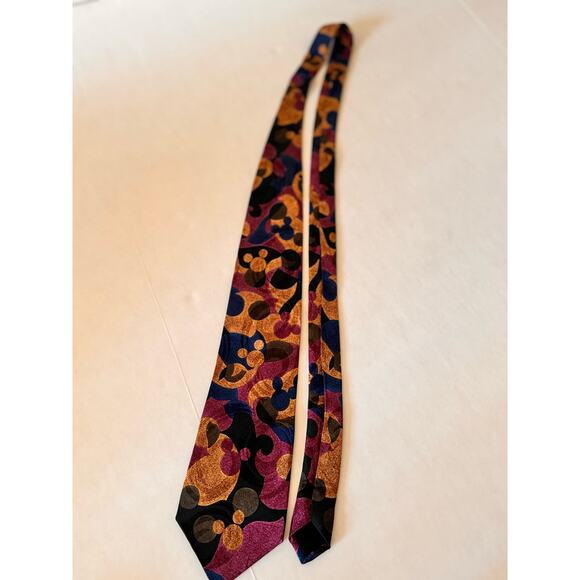 VTG Disney Mickey Mouse Tie Silk Purple Blue Swirl Abstract 90s Fathers Day Gift - Picture 7 of 9